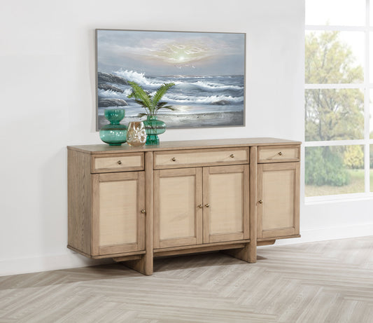 Kailani 4-door Cane Sideboard Buffet Cabinet Beige Oak