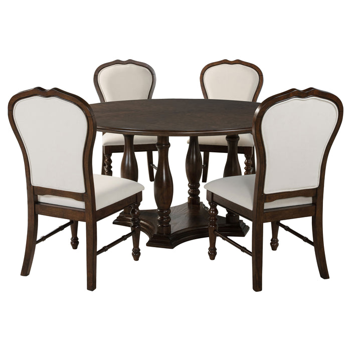 Landon 7-piece 60-inch Round Dining Table Set Rich Brown