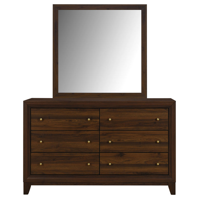 Welsley 6-drawer Dresser and Mirror Walnut