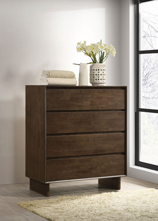 Glenwood 4-drawer Chest of Drawers Warm Brown