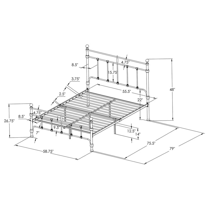 Novak 48-inch Metal Full Open Frame Bed Matte Black