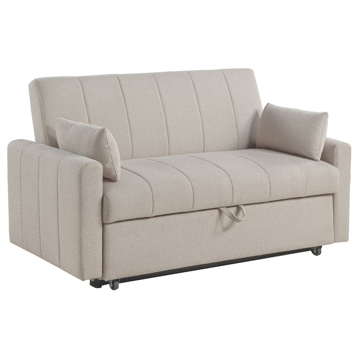 Portland Boucle Upholstered Sleeper Sofa Bed Latte