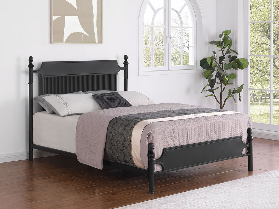 Cameron 51-inch Metal Queen Panel Bed Black