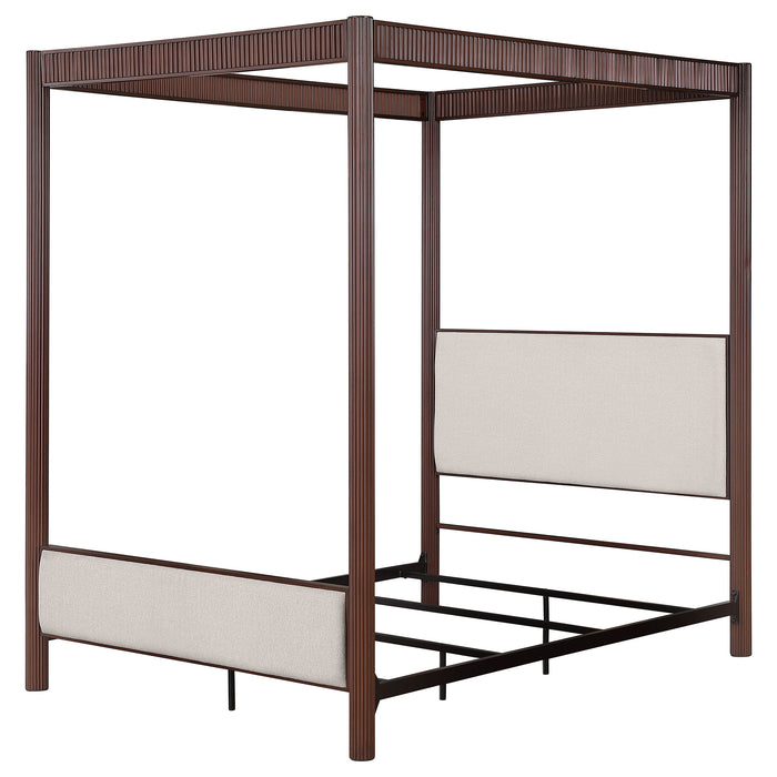 Zimmerleee 89-inch Metal Eastern King Canopy Bed Rust Brown