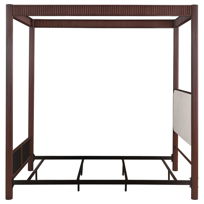 Zimmerleee 89-inch Metal Eastern King Canopy Bed Rust Brown