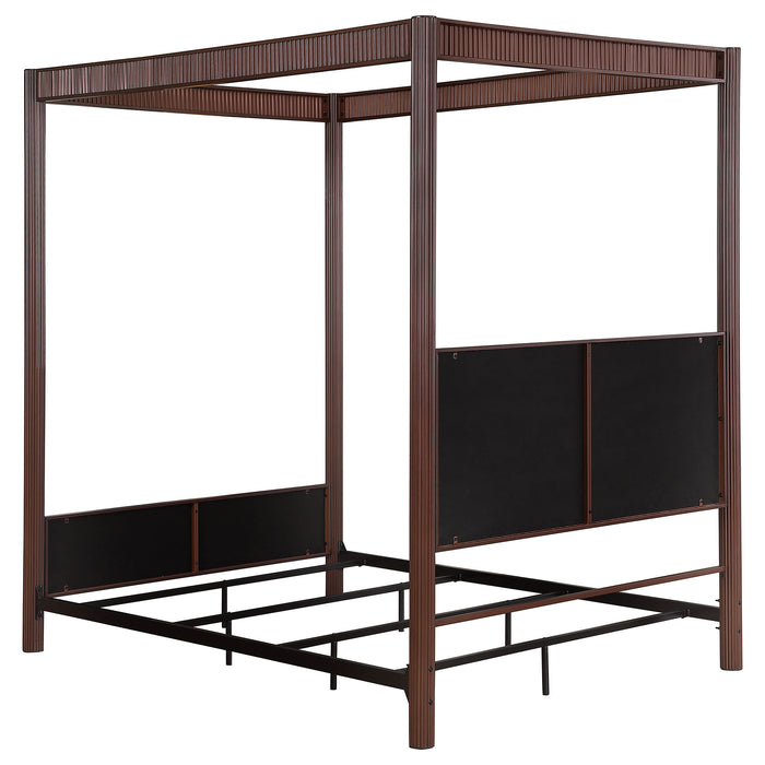 Zimmerleee 89-inch Metal Eastern King Canopy Bed Rust Brown