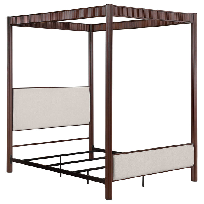 Zimmerleee 89-inch Metal Eastern King Canopy Bed Rust Brown