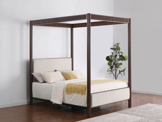 Zimmerleee 89-inch Metal Eastern King Canopy Bed Rust Brown