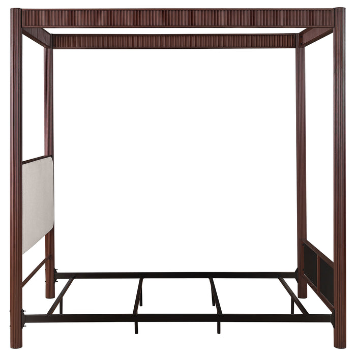 Zimmerleee 89-inch Metal Eastern King Canopy Bed Rust Brown