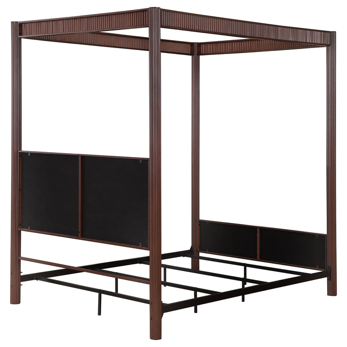 Zimmerleee 89-inch Metal Eastern King Canopy Bed Rust Brown