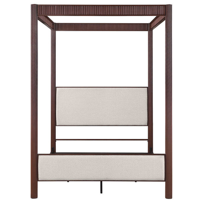 Zimmerleee 89-inch Metal Eastern King Canopy Bed Rust Brown