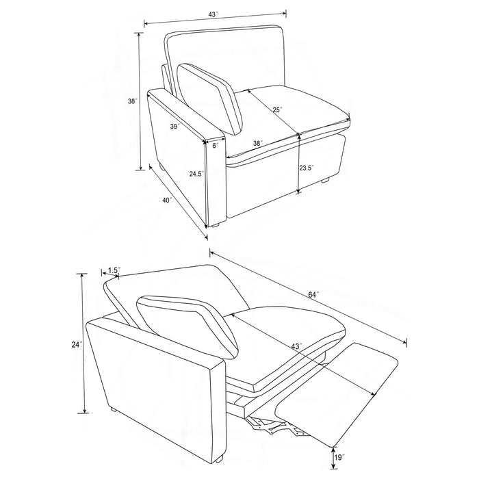 Collins 2-piece Upholstered Power Reclining Loveseat Grey