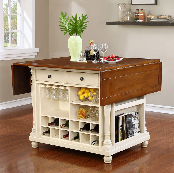 Slater 2-drawer Drop Leaf Kitchen Island Table Buttermilk