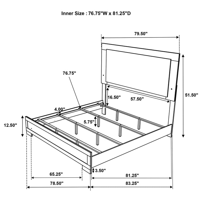 Hyland Eastern King Panel Bed LED Headboard Natural