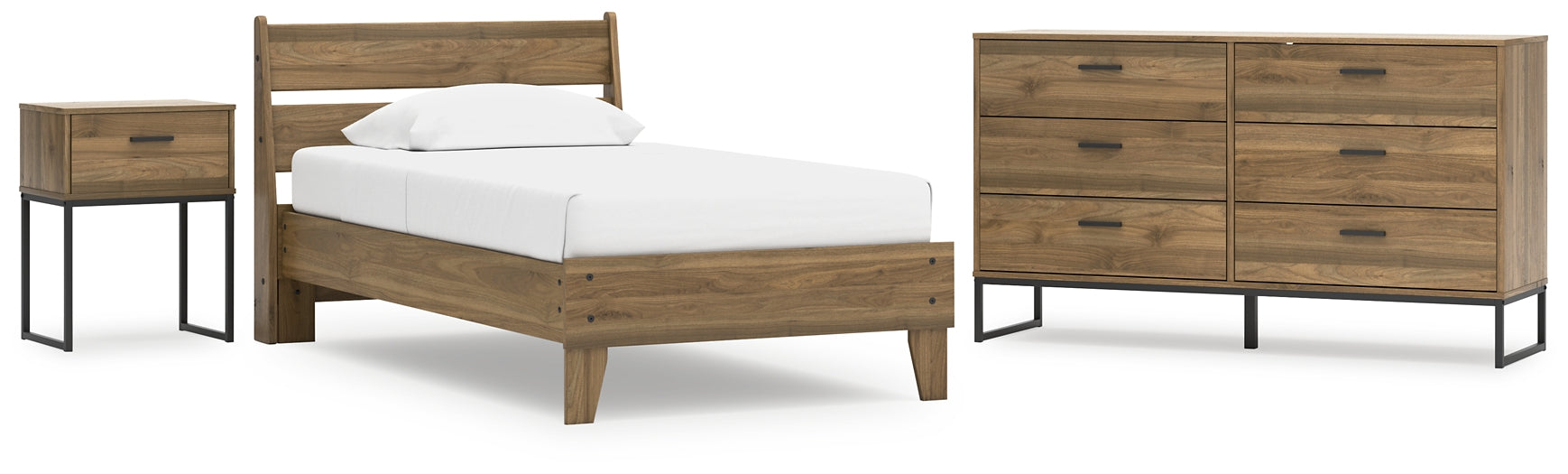 Deanlow Twin Platform Panel Bed with Dresser and Nightstand