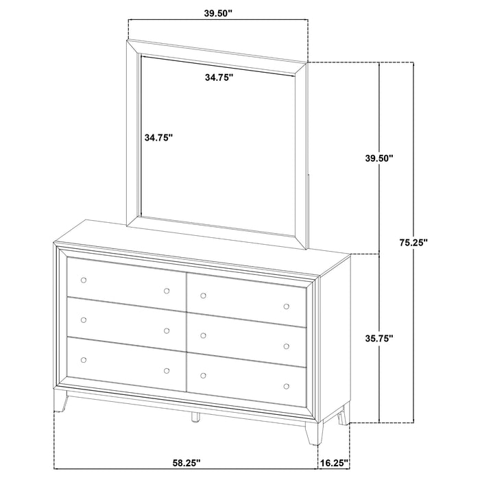 Welsley 6-drawer Dresser and Mirror Walnut