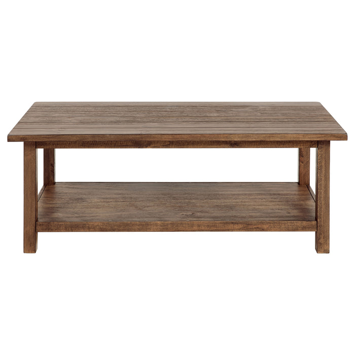 Payne Wood Coffee Table with Shelf Distressed Brown