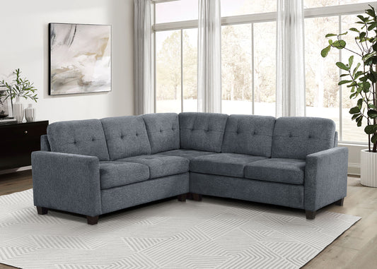 Georgina 3-piece Upholstered Sectional Sofa Steel Grey