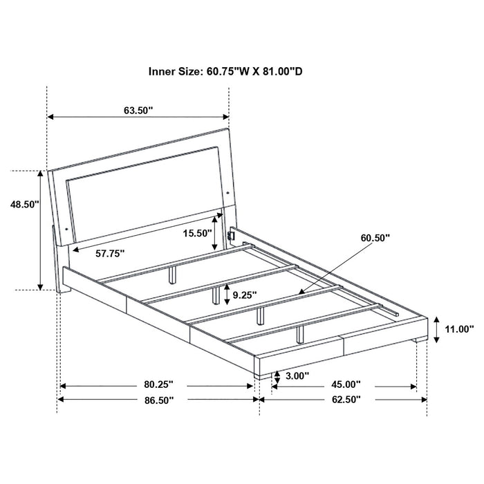 Felicity Wood Queen LED Panel Bed White High Gloss