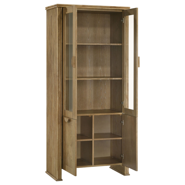 Adina 77-inch Tall Display Cabinet Distressed Light Brown