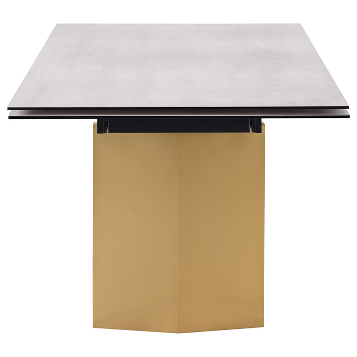 Vesa 97-inch Glass Top Extension Dining Table Beige