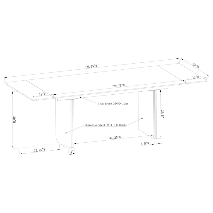 Vesa 97-inch Glass Top Extension Dining Table Beige