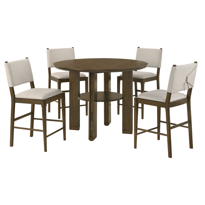 Ottowa 5-piece Round Counter Height Dining Room Set Brown