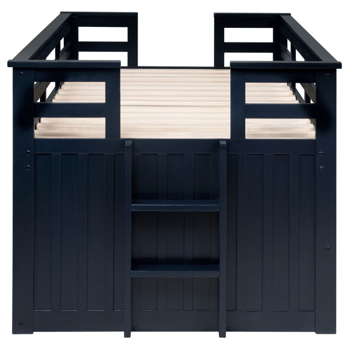 Carlsbad Wood Twin Captains Bed With Trundle Navy Blue