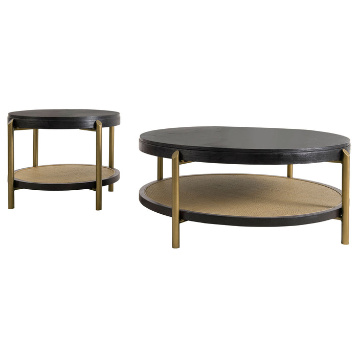 Arini 2-piece Round Coffee and End Table Set Black