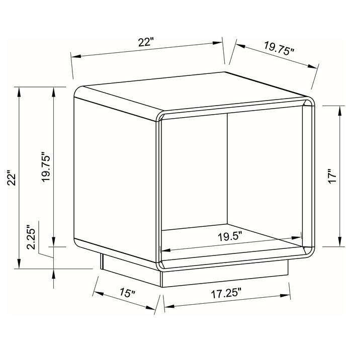 Paseo Square End Side Table White High Gloss